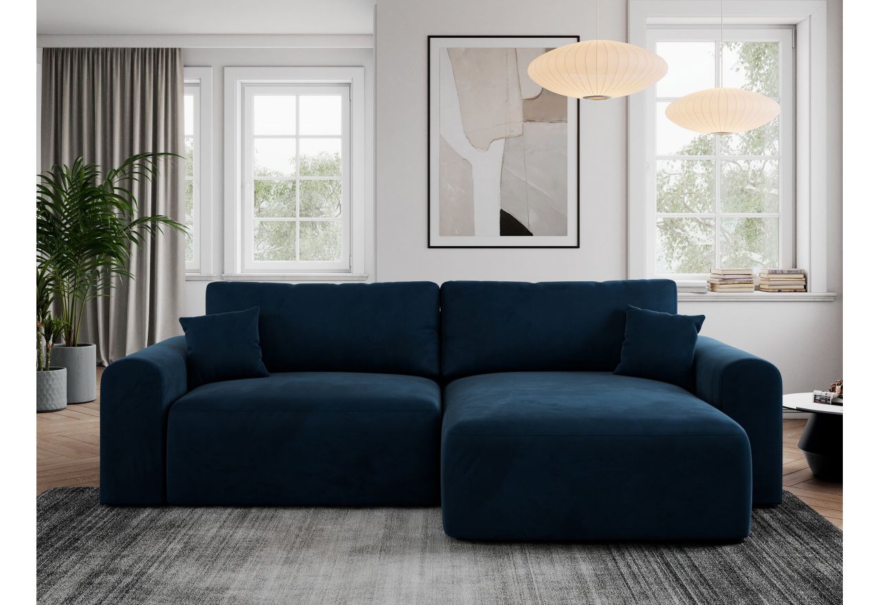 Narożnik NELSON L - uniwersalny - ciemnoniebieski, welwet