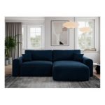 Narożnik NELSON L - uniwersalny - ciemnoniebieski, welwet