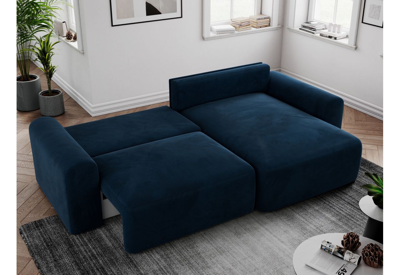 Narożnik NELSON L - uniwersalny - ciemnoniebieski, welwet