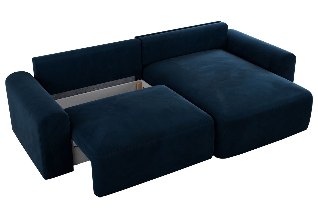 Narożnik NELSON L - uniwersalny - ciemnoniebieski, welwet