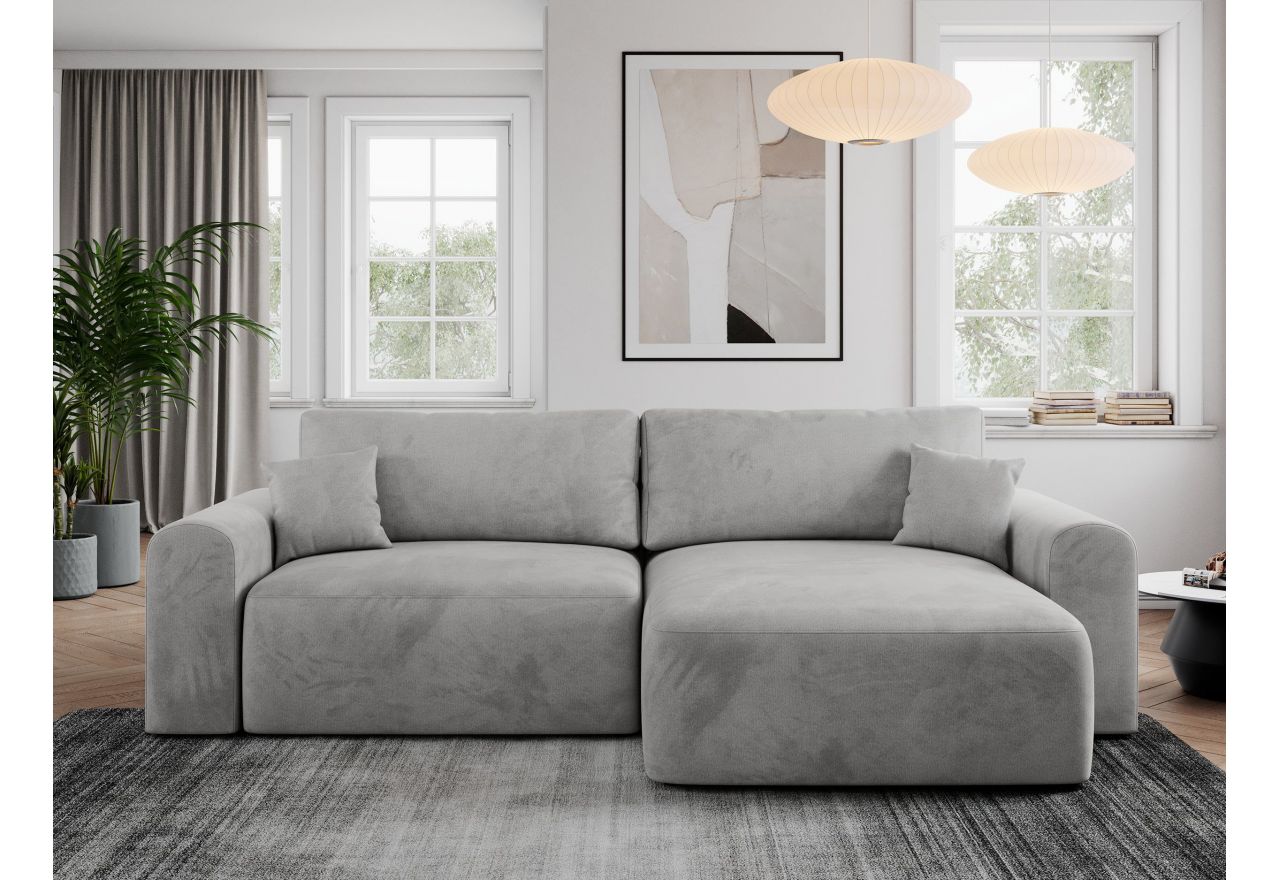 Narożnik NELSON L - uniwersalny - jasnoszary, welwet