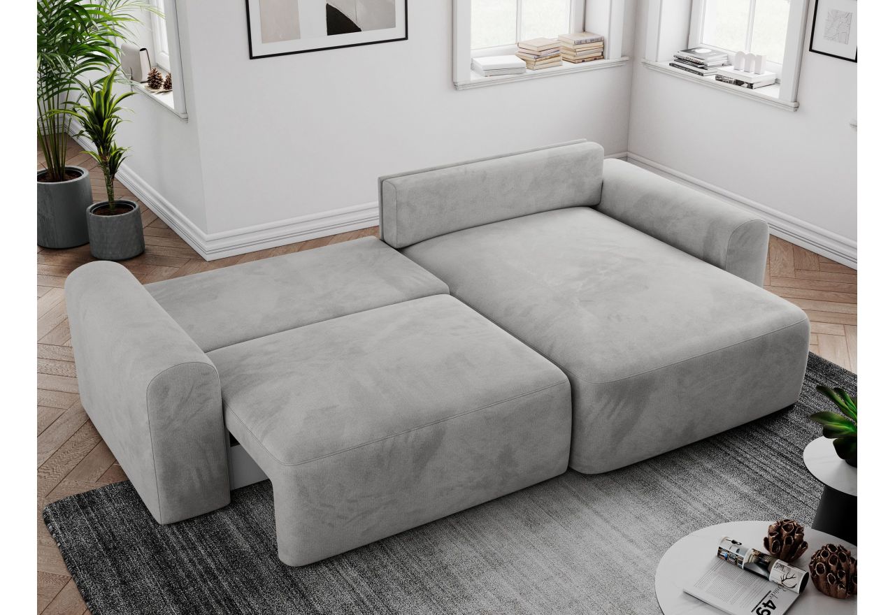 Narożnik NELSON L - uniwersalny - jasnoszary, welwet