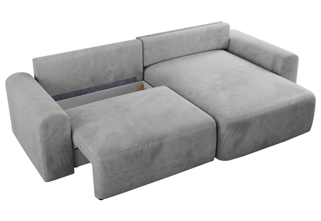 Narożnik NELSON L - uniwersalny - jasnoszary, welwet