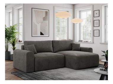 Narożnik NELSON L - uniwersalny - ciemnoszary, welwet