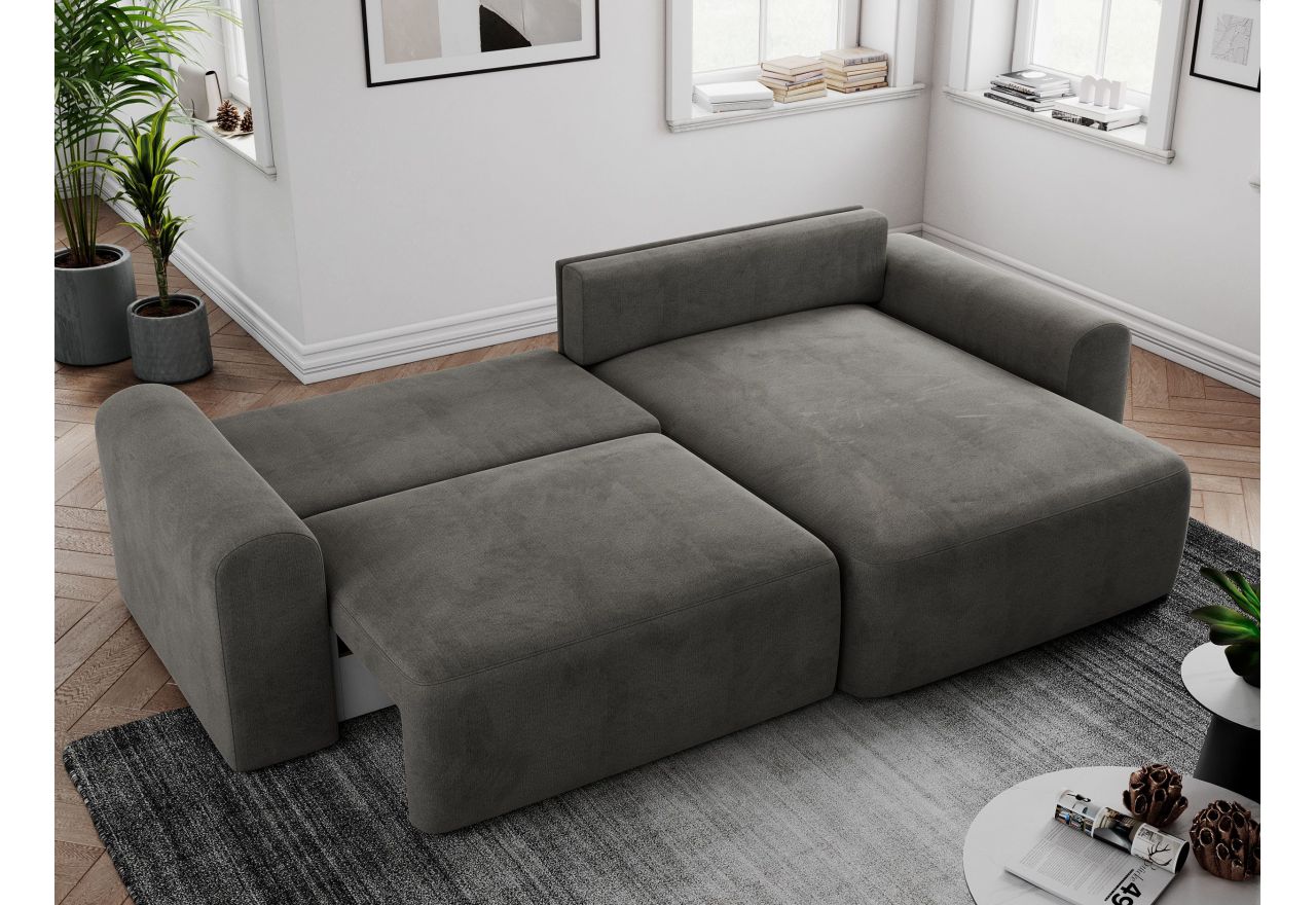 Narożnik NELSON L - uniwersalny - ciemnoszary, welwet