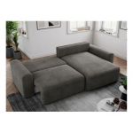 Narożnik NELSON L - uniwersalny - ciemnoszary, welwet