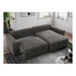 Narożnik NELSON L - uniwersalny - ciemnoszary, welwet