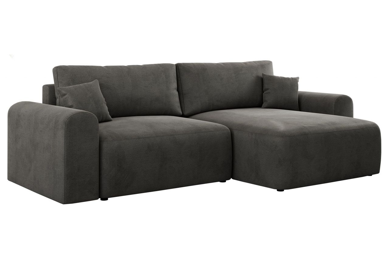 Narożnik NELSON L - uniwersalny - ciemnoszary, welwet