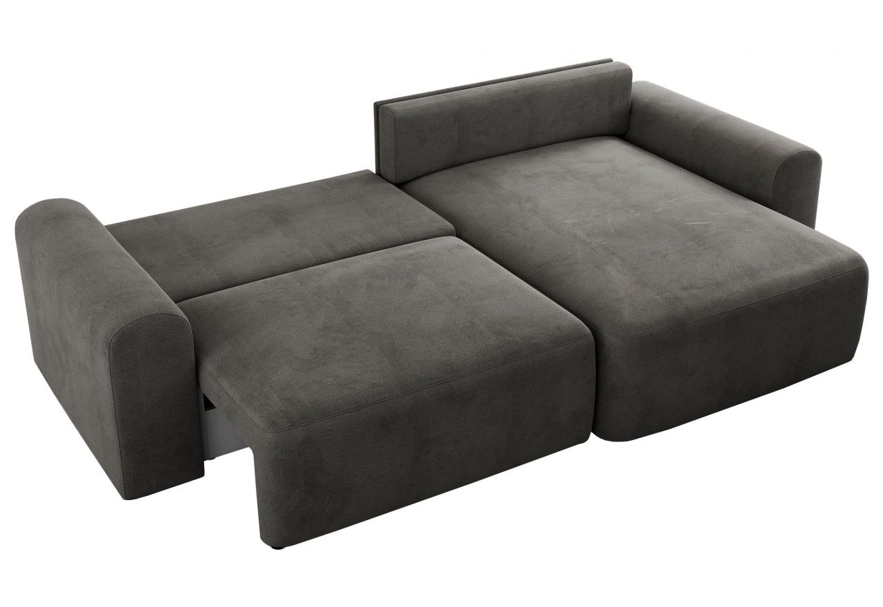 Narożnik NELSON L - uniwersalny - ciemnoszary, welwet