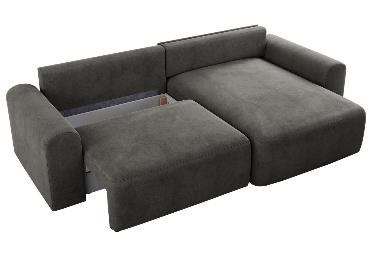 Narożnik NELSON L - uniwersalny - ciemnoszary, welwet