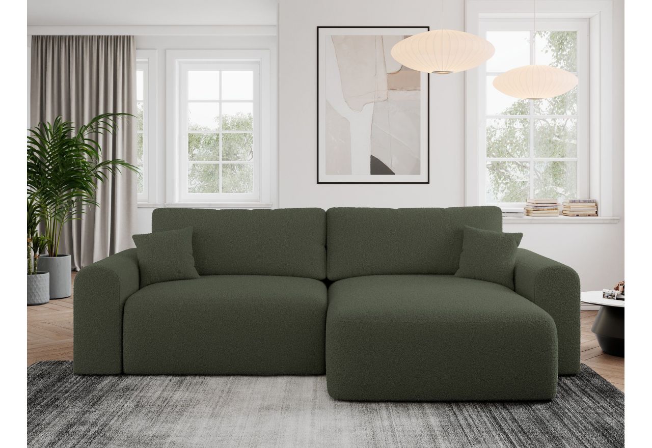 Narożnik NELSON L - uniwersalny - ciemnozielony, boucle