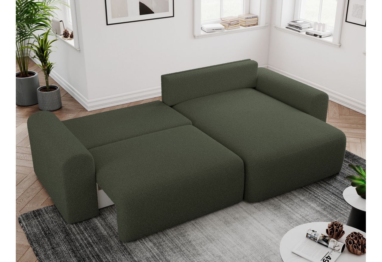 Narożnik NELSON L - uniwersalny - ciemnozielony, boucle