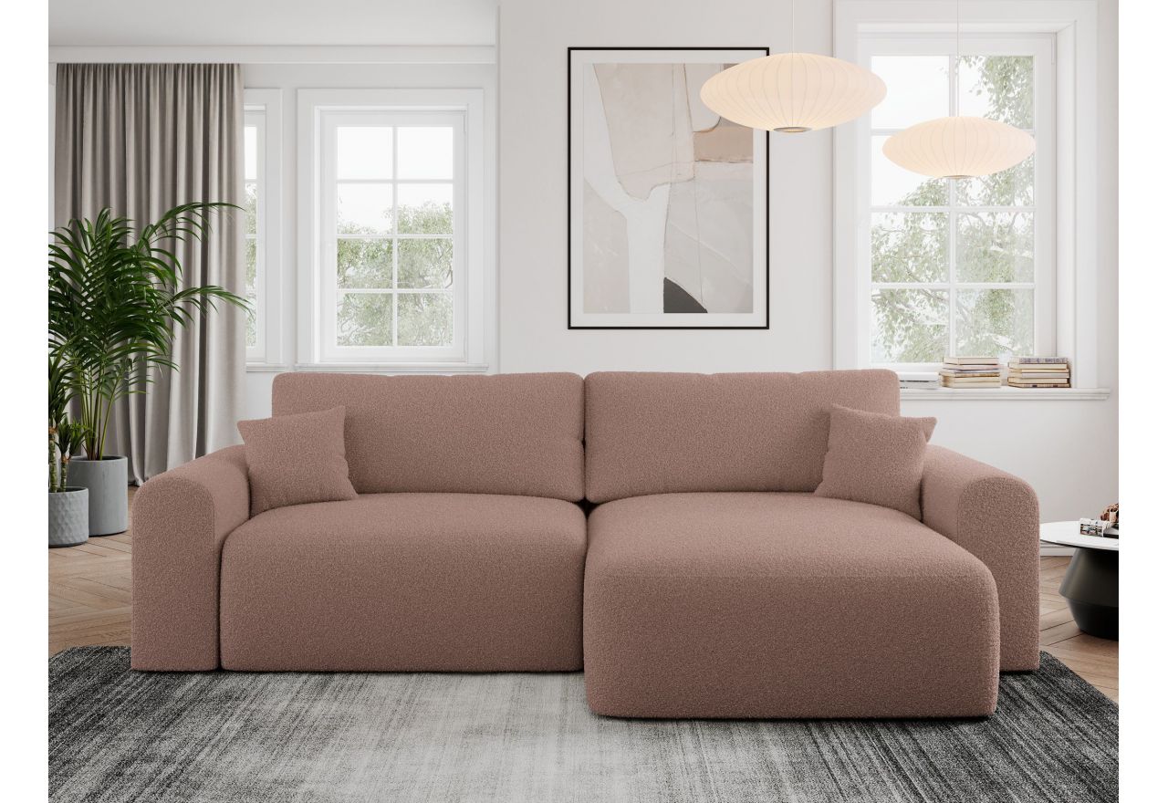 Narożnik NELSON L - uniwersalny - różowy, boucle