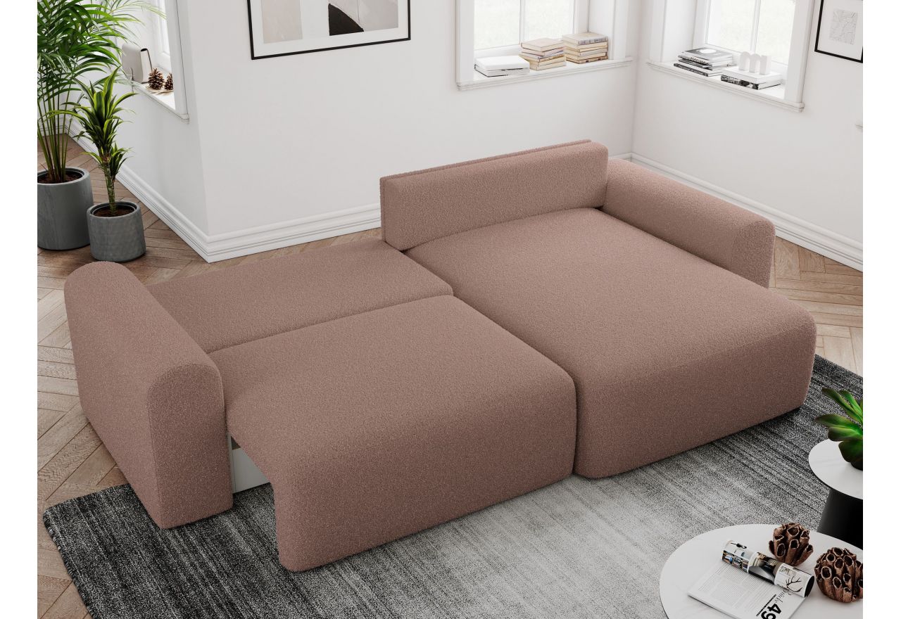 Narożnik NELSON L - uniwersalny - różowy, boucle