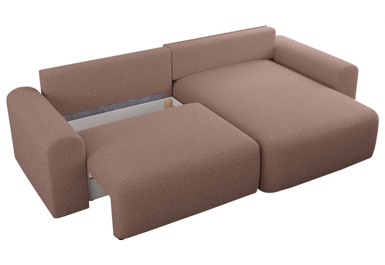 Narożnik NELSON L - uniwersalny - różowy, boucle