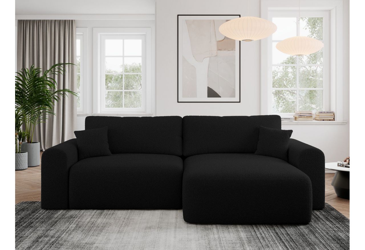 Narożnik NELSON L - uniwersalny - czarny, boucle