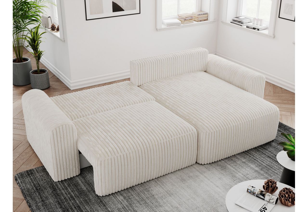 Narożnik NELSON L - uniwersalny - beżowy, sztruks