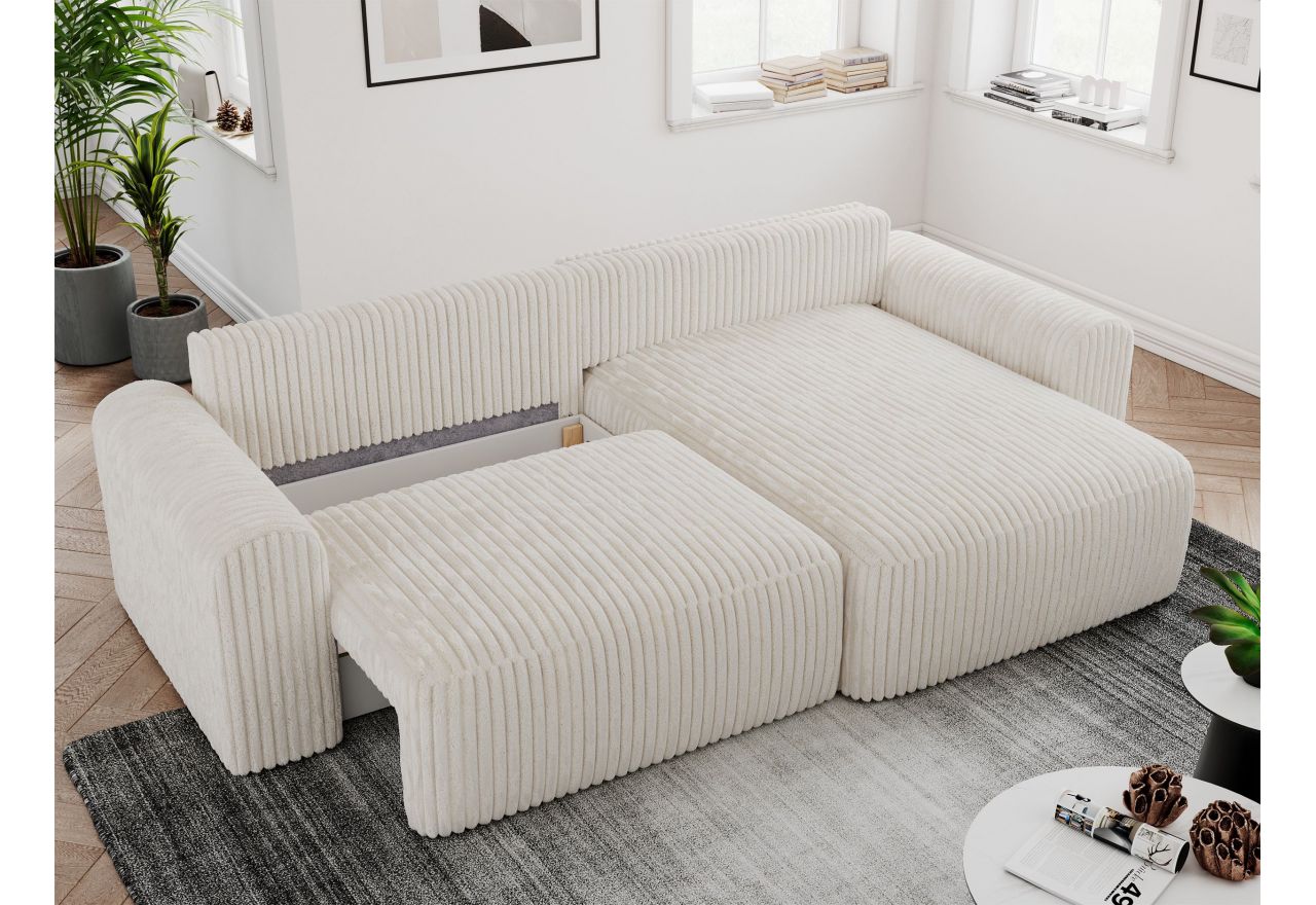 Narożnik NELSON L - uniwersalny - beżowy, sztruks