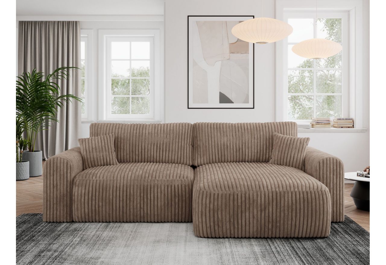 Narożnik NELSON L - uniwersalny - brązowy, sztruks