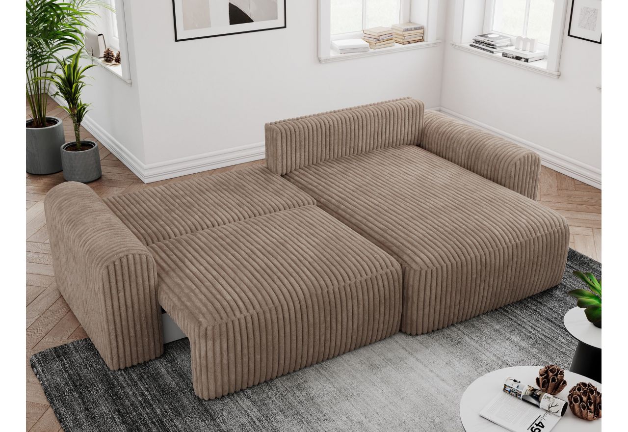 Narożnik NELSON L - uniwersalny - brązowy, sztruks