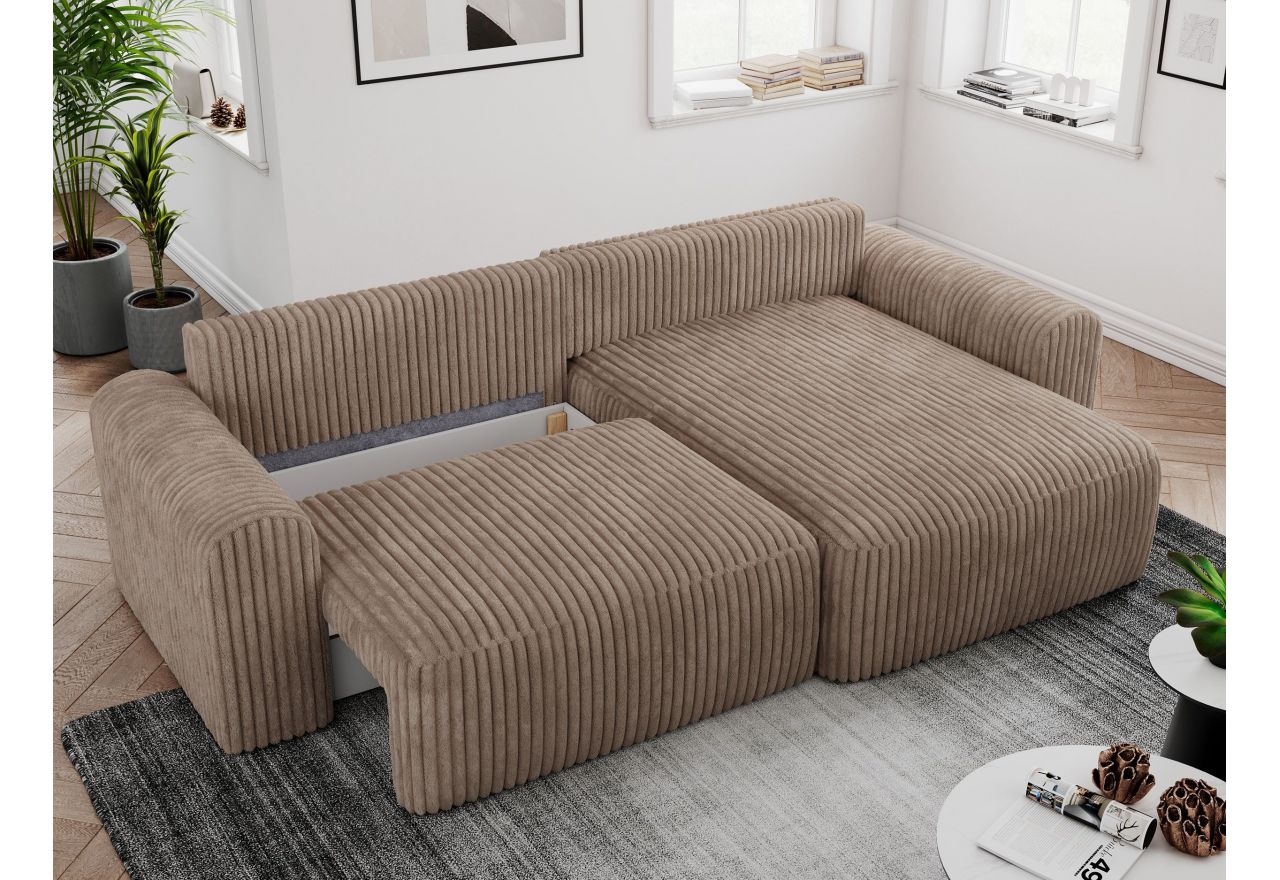 Narożnik NELSON L - uniwersalny - brązowy, sztruks