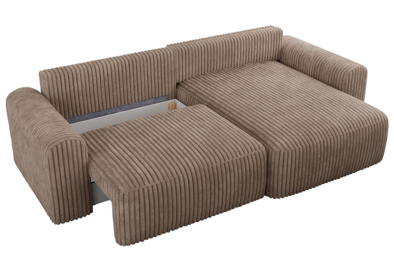 Narożnik NELSON L - uniwersalny - brązowy, sztruks