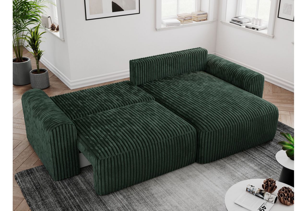 Narożnik NELSON L - uniwersalny - ciemnozielony, sztruks