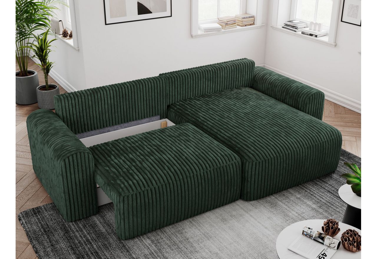 Narożnik NELSON L - uniwersalny - ciemnozielony, sztruks