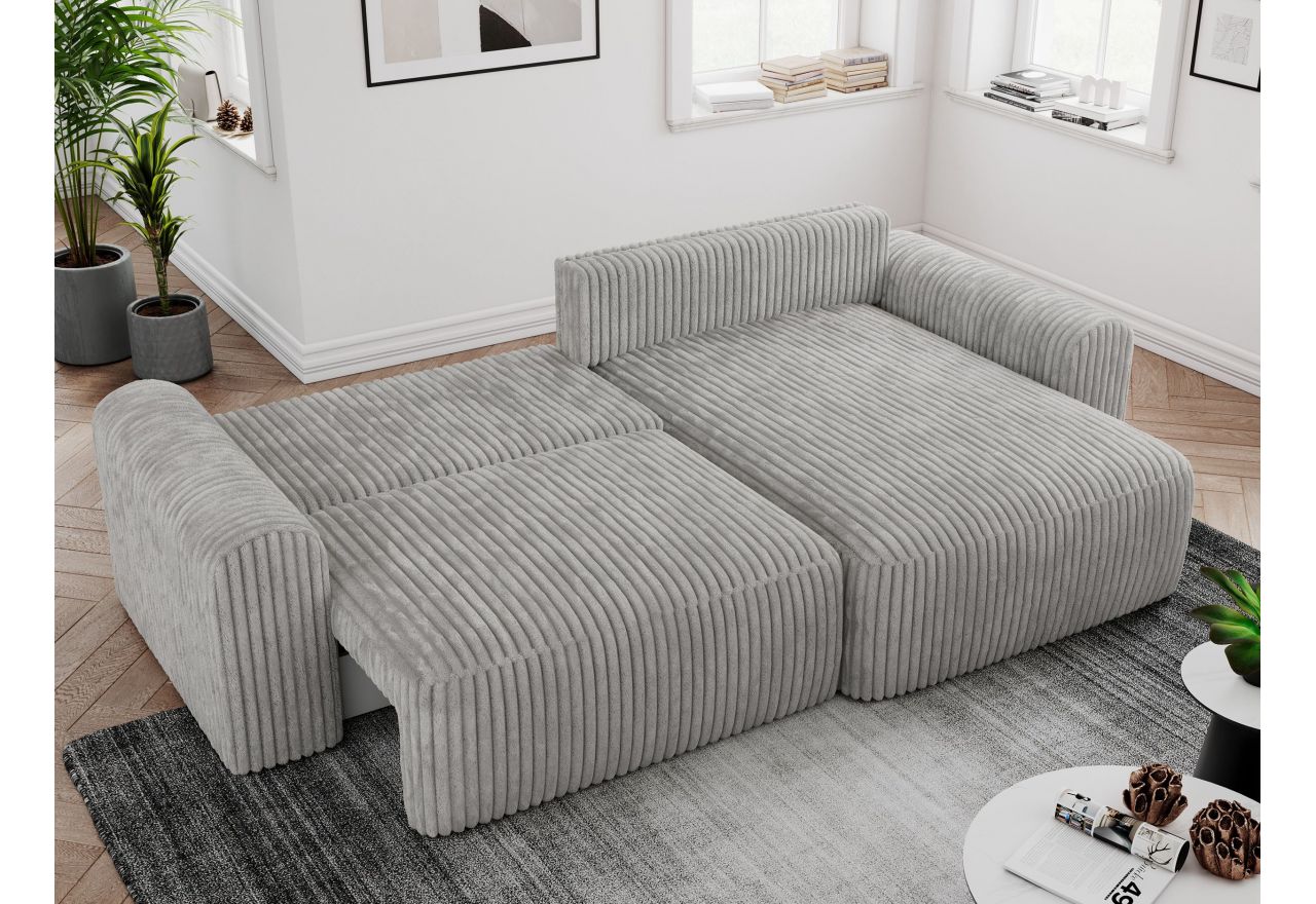 Narożnik NELSON L - uniwersalny - jasnoszary, sztruks