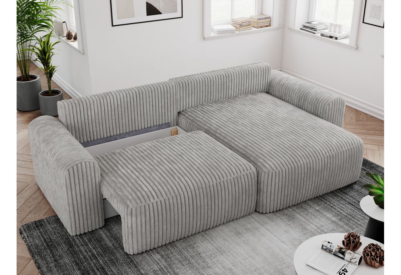 Narożnik NELSON L - uniwersalny - jasnoszary, sztruks