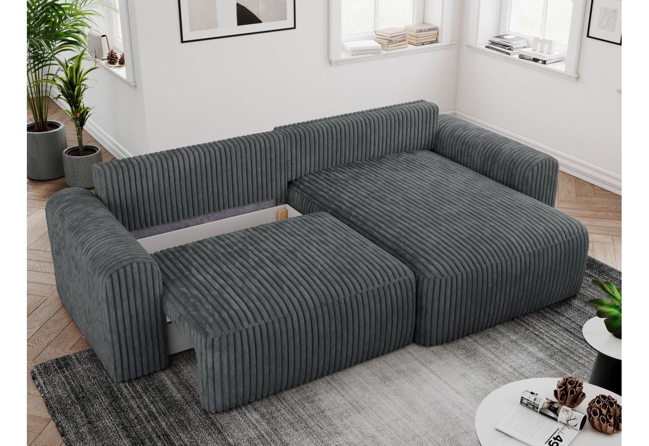 Narożnik NELSON L - uniwersalny - szary, sztruks