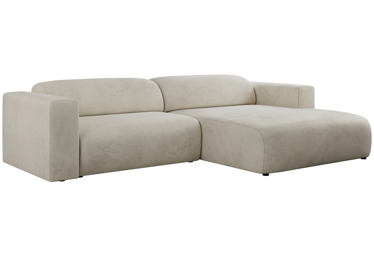 Narożnik PASADENA L - strona prawa - beżowy, welwet