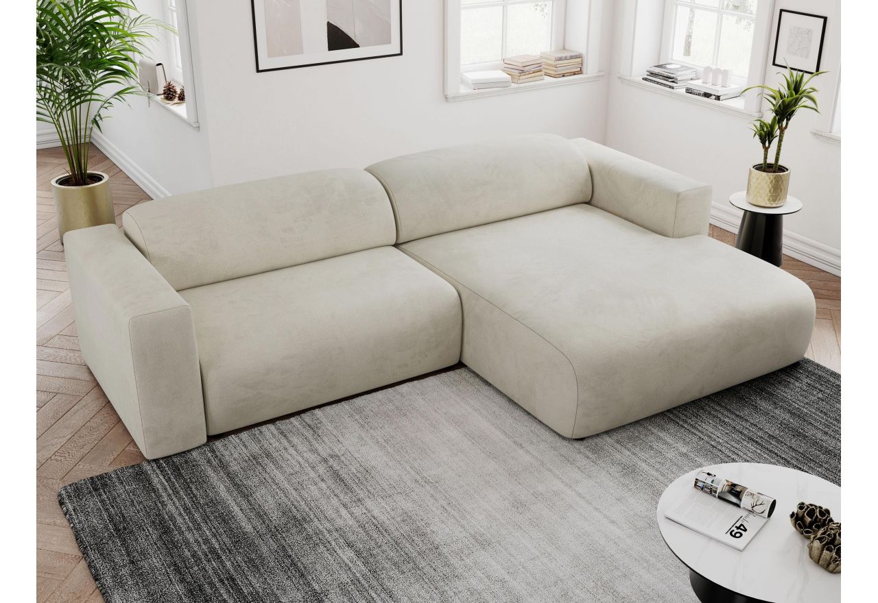 Narożnik PASADENA L - strona prawa - beżowy, welwet