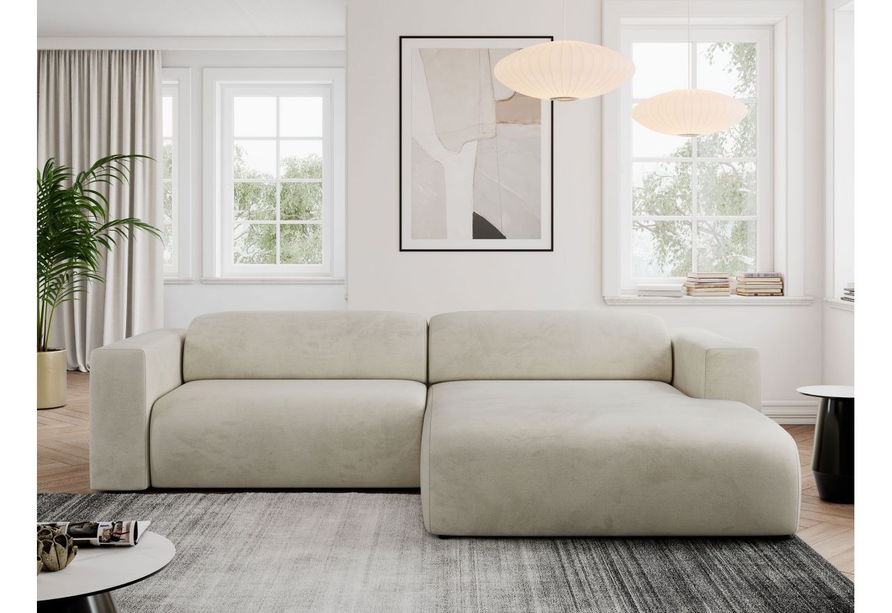 Narożnik PASADENA L - strona prawa - beżowy, welwet