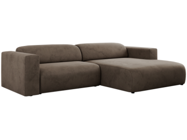 Narożnik PASADENA L - strona prawa - brązowy, welwet