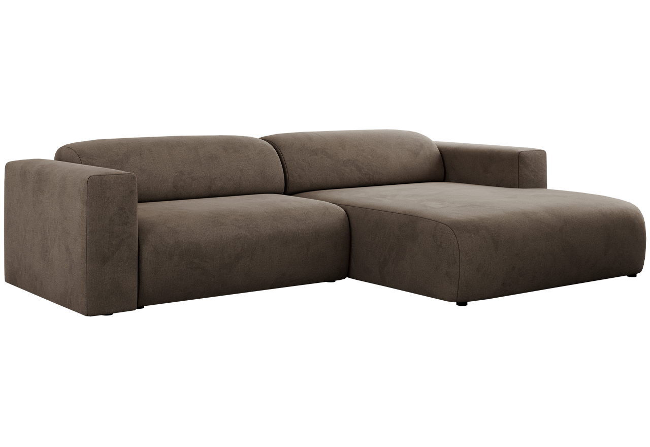 Narożnik PASADENA L - strona prawa - brązowy, welwet
