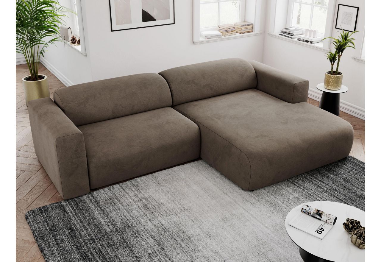 Narożnik PASADENA L - strona prawa - brązowy, welwet