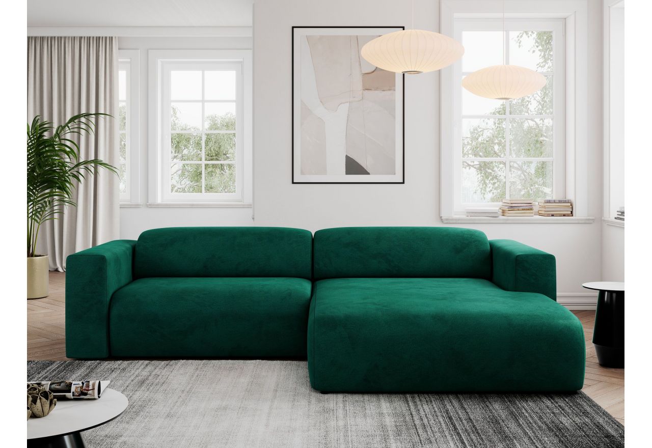 Narożnik PASADENA L - strona prawa - ciemnozielony, welwet