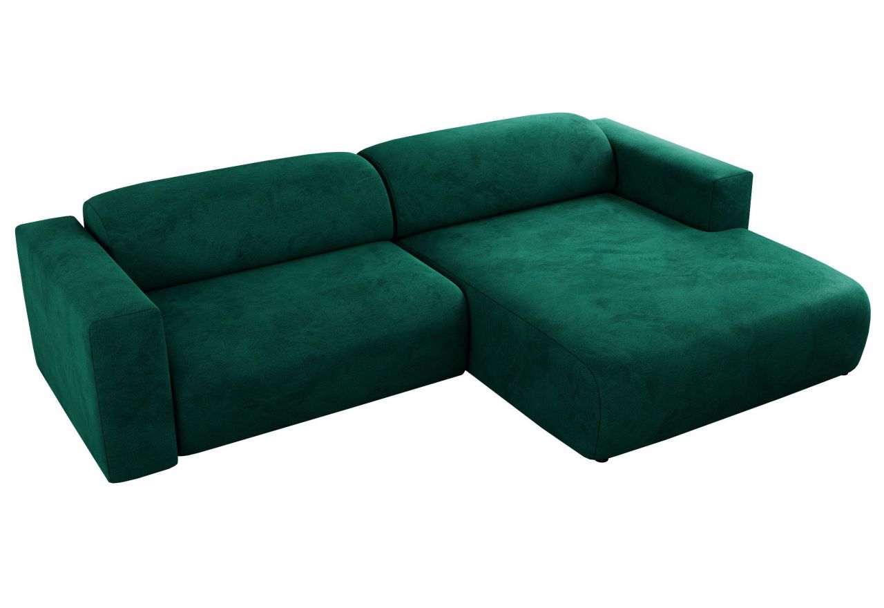 Narożnik PASADENA L - strona prawa - ciemnozielony, welwet