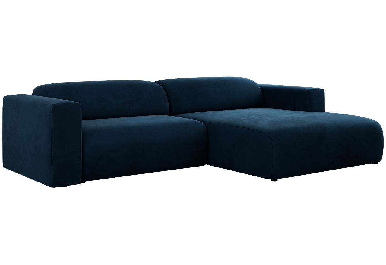 Narożnik PASADENA L - strona prawa - ciemnoniebieski, welwet