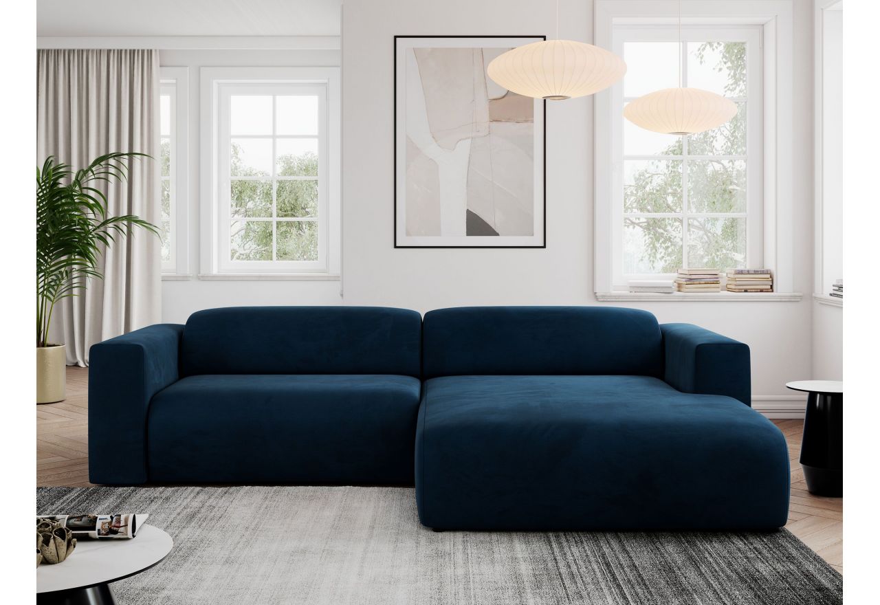 Narożnik PASADENA L - strona prawa - ciemnoniebieski, welwet