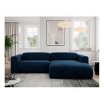Narożnik PASADENA L - strona prawa - ciemnoniebieski, welwet