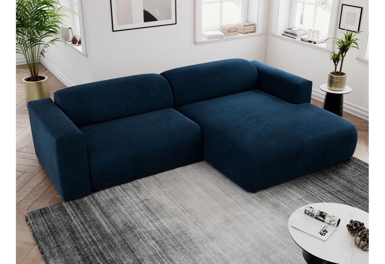 Narożnik PASADENA L - strona prawa - ciemnoniebieski, welwet