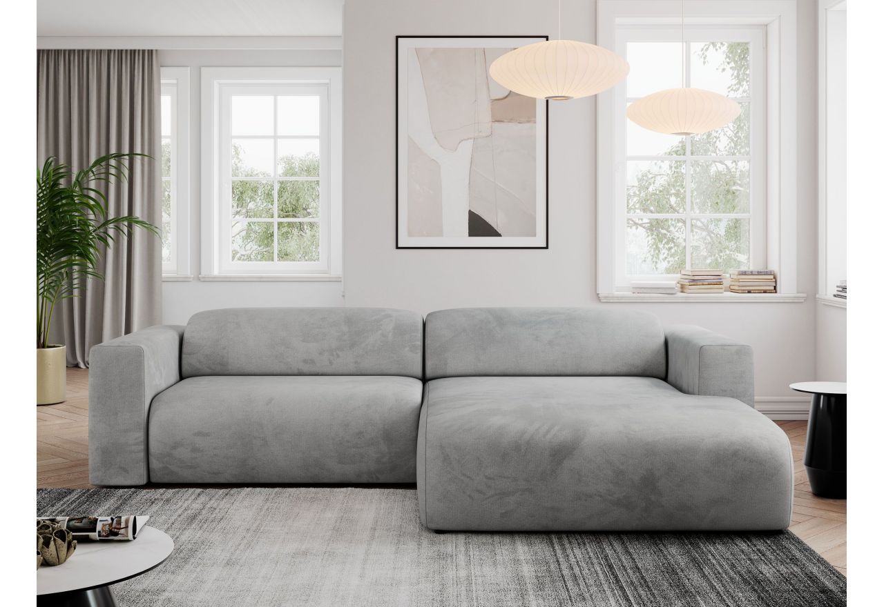 Narożnik PASADENA L - strona prawa - jasnoszary, welwet