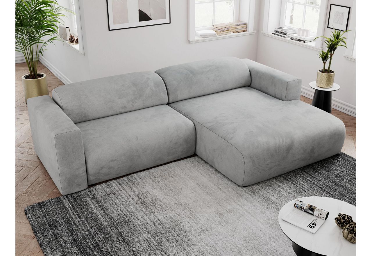 Narożnik PASADENA L - strona prawa - jasnoszary, welwet