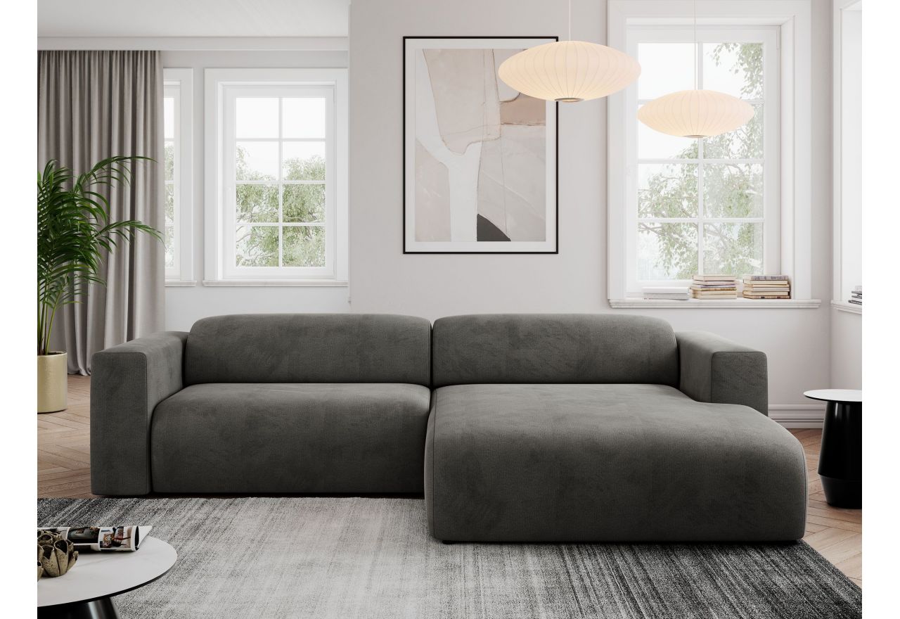 Narożnik PASADENA L - strona prawa - ciemnoszary, welwet