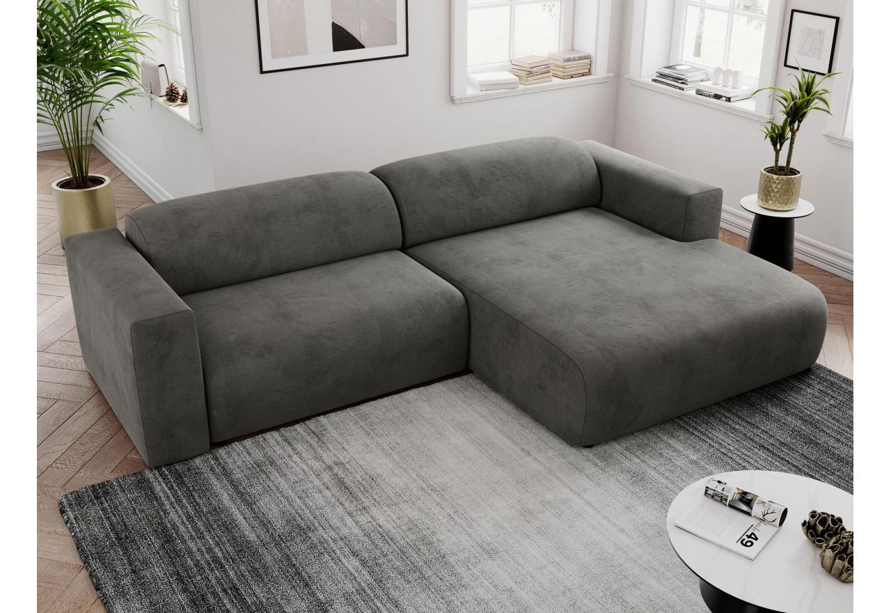 Narożnik PASADENA L - strona prawa - ciemnoszary, welwet