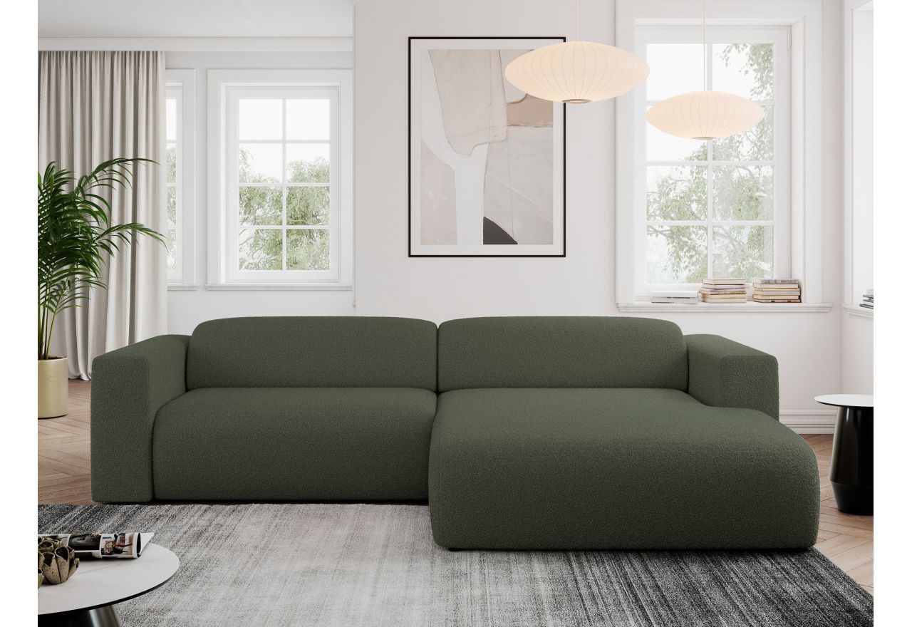 Narożnik PASADENA L - strona prawa - ciemnozielony, boucle