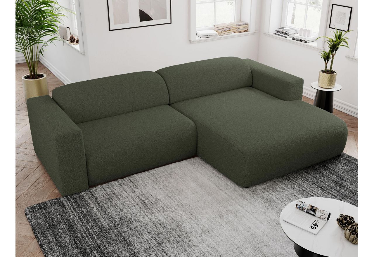 Narożnik PASADENA L - strona prawa - ciemnozielony, boucle