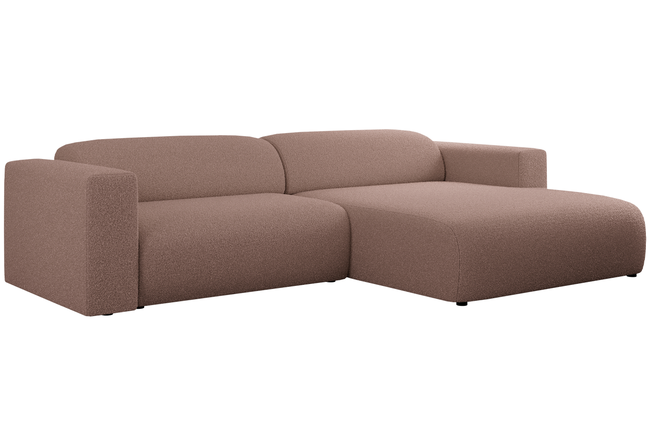 Narożnik PASADENA L - strona prawa - różowy, boucle